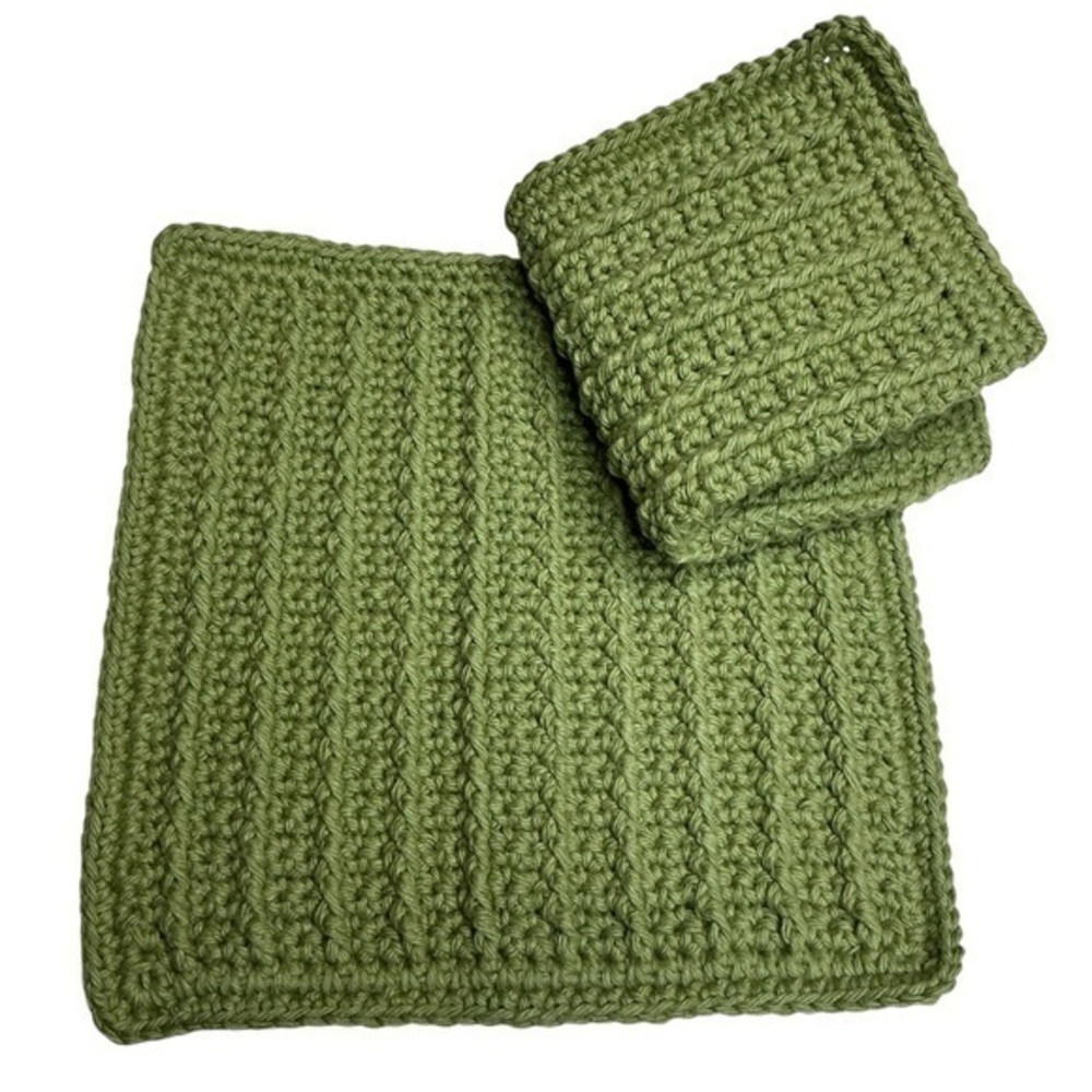 Pair of Crochet Dishcloths Cotton Yarn Heavy Duty Handcrafted Handmade by Seller